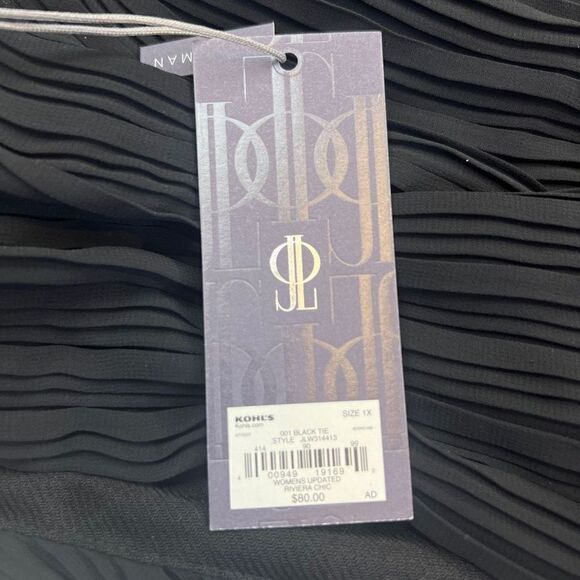 Jennifer Lopez Top Womens 1X Black Tassel Wrap-Around Tie Sleeveless Pleated NWT - Picture 10 of 11